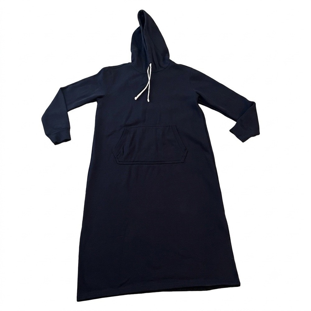 Lands End Women Maxi Sweatshirt Dress Medium Hoodie Fleece Lined Kangaroo Pocket
